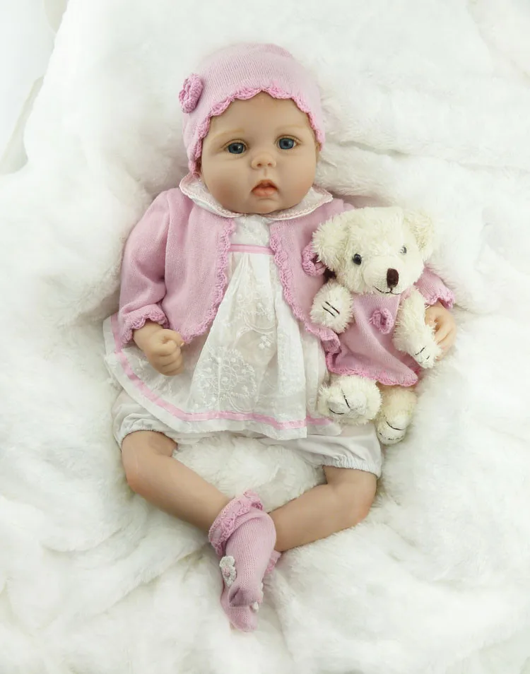 Милые 22 дюймовые куклы Reborn Baby реалистичные Силиконовые мягкие 55 см для детей