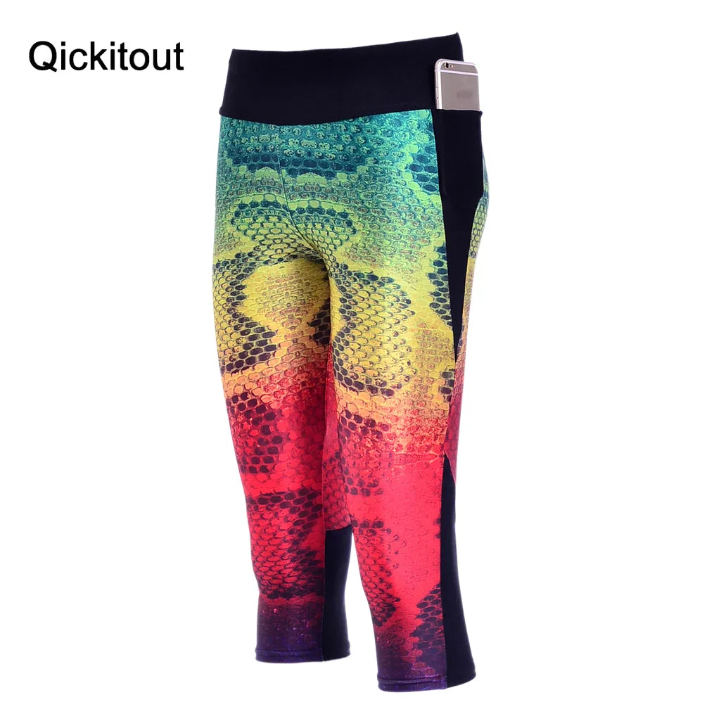 Популярные женские 7 точечные брюки леггинсы цветной Змеиный узор необычный