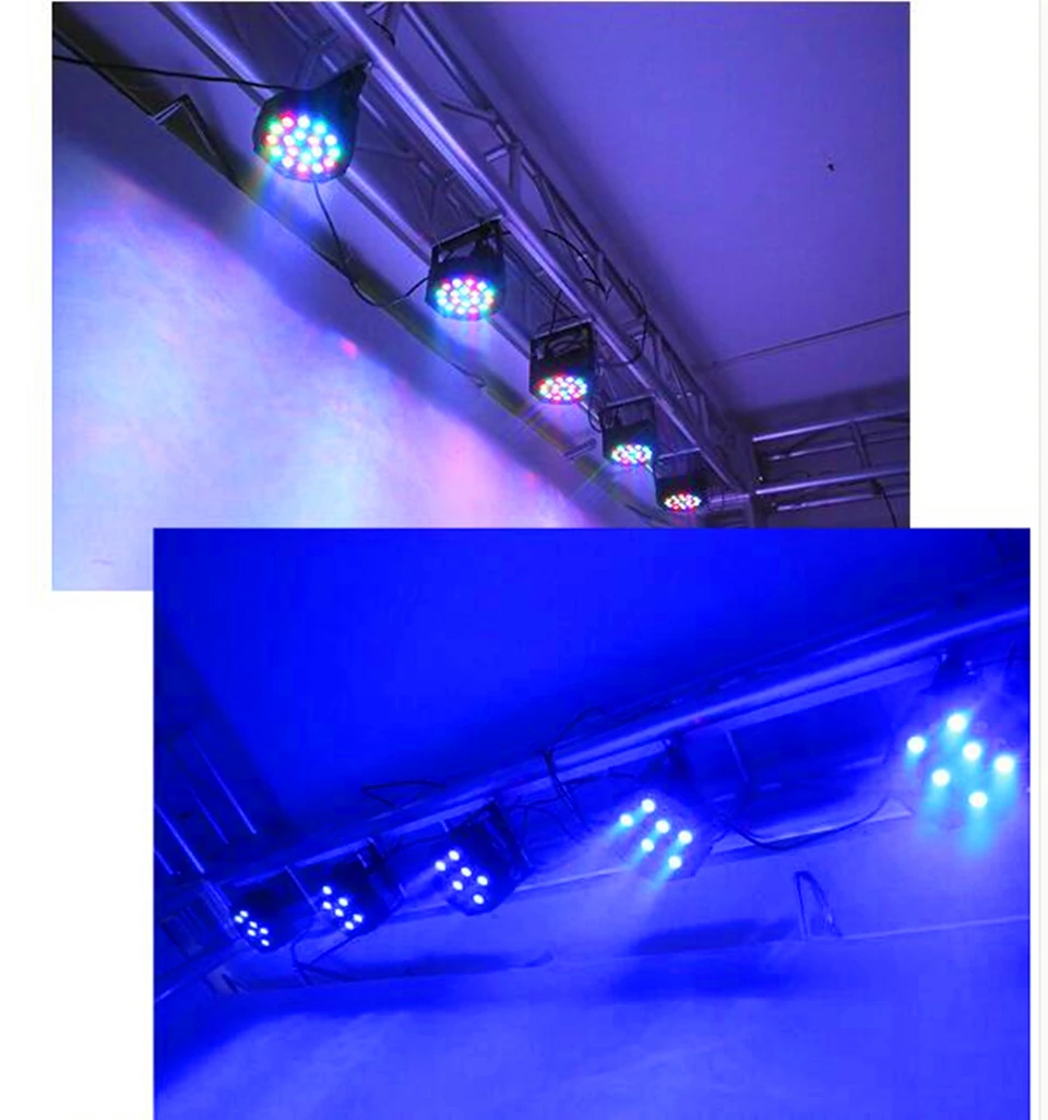 4 шт./светодиодный плоский сценический светильник Par 3 в 1 rgb 18 светодиодов Вт RGB