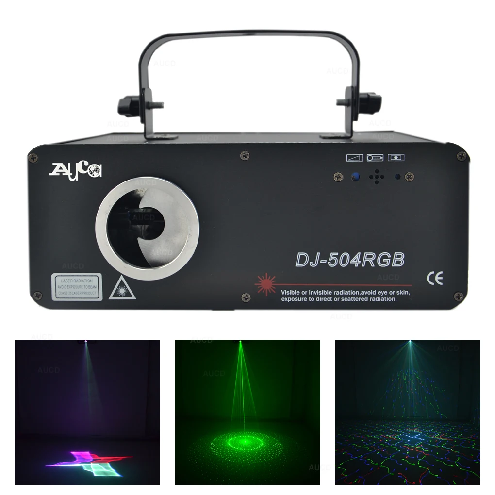AUCD 3D Effect & Kaleidoscope Beam Scan RGB Colorful Laser Projector Lights PRO Disco Club DJ Party Show KTV Stage Lighting 504F| |