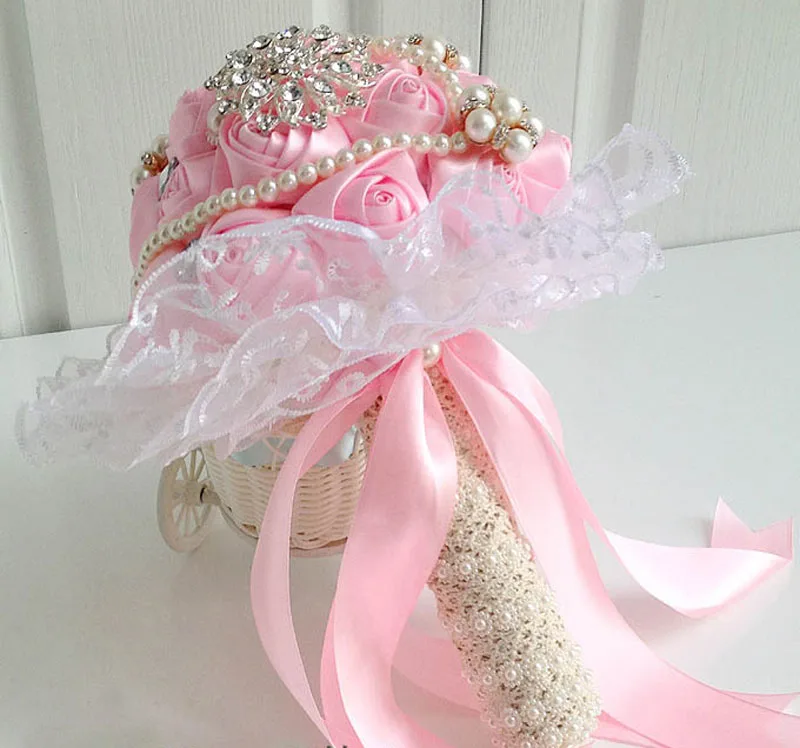 Романтический букет де mariée свадебных аксессуаров свадьба шику букеты кристалл