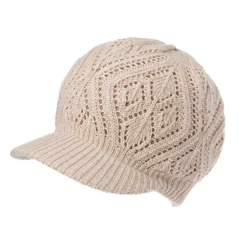 Для женщин зима теплая Skullies &amp шапочки волос кролика Твердые заостренные края