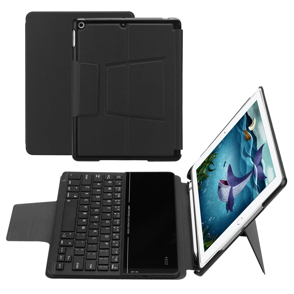 Чехол Kemile для Ipad 2018 9 7 дюйма с беспроводной клавиатурой Bluetooth чехол карандаш