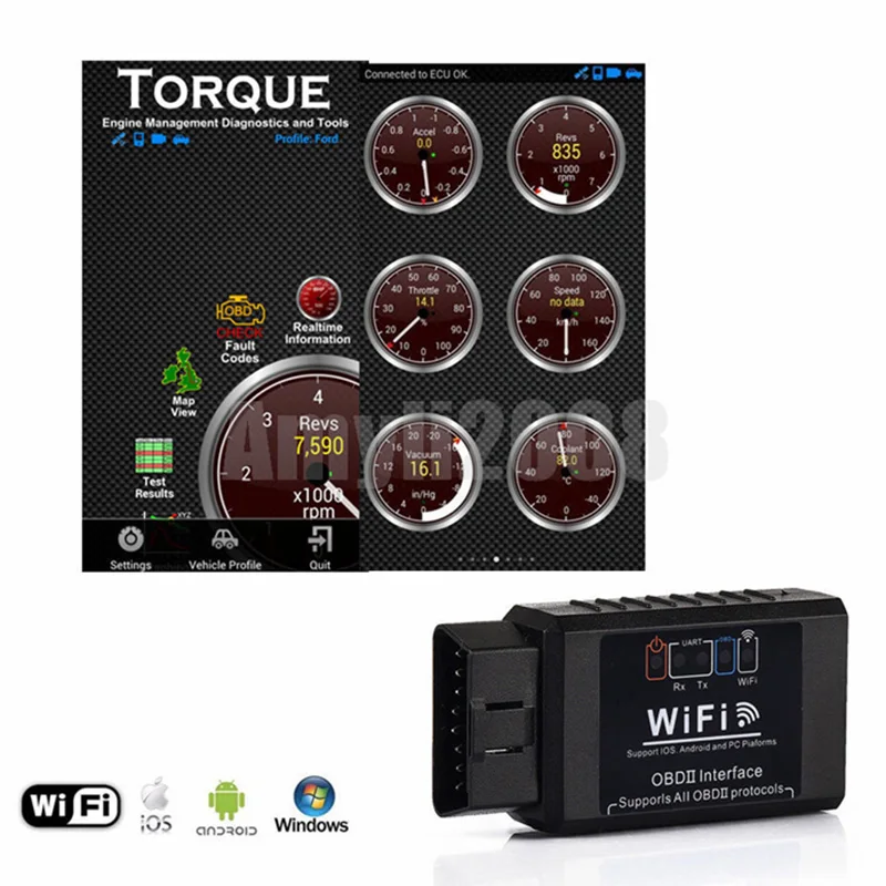 Lonleap автомобильный диагностический сканер кодов неисправностей WiFi OBDII OBD2