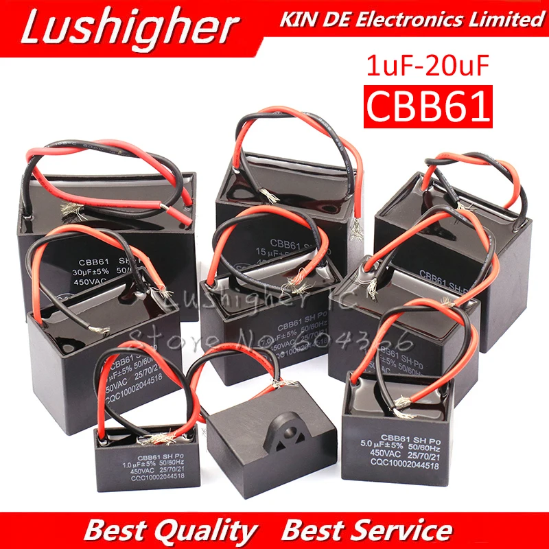 

1pcs 1-20UF CBB61 Starting Capacitance AC Fan Capacitor 450V CBB Motor Run Capacitor 1UF 1.2UF 1.5UF 2UF 2.5UF 3UF 3.5UF 4UF