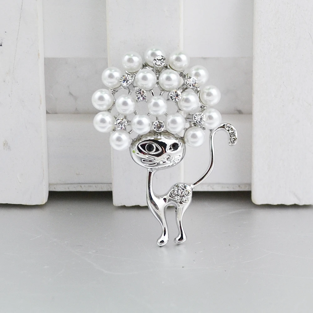 Zhen томоми пирсинг озорной милый Кот Имитация-жемчужина кристалл шарф пряжки