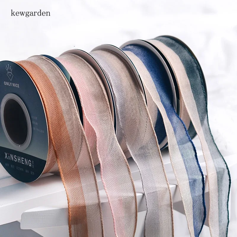 

Kewgarden 1" 25mm Two Colors Ribbon Handmade Tape Accessories DIY Hair Bow Packing Satin Ribbon Riband 16 Yards