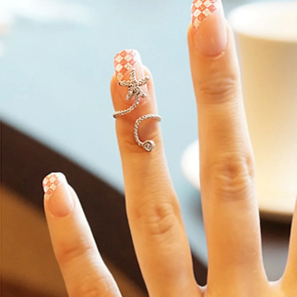 Новое креативное регулируемое женское кольцо AB с милой звездой и круглыми