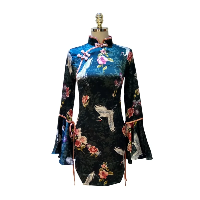 Китайское стильное платье Cheongsam Qipao Шанхай Тан японское кимоно свободное Ретро Винтаж Ао Дай Вьетнам платье TA1471 - Цвет: 1