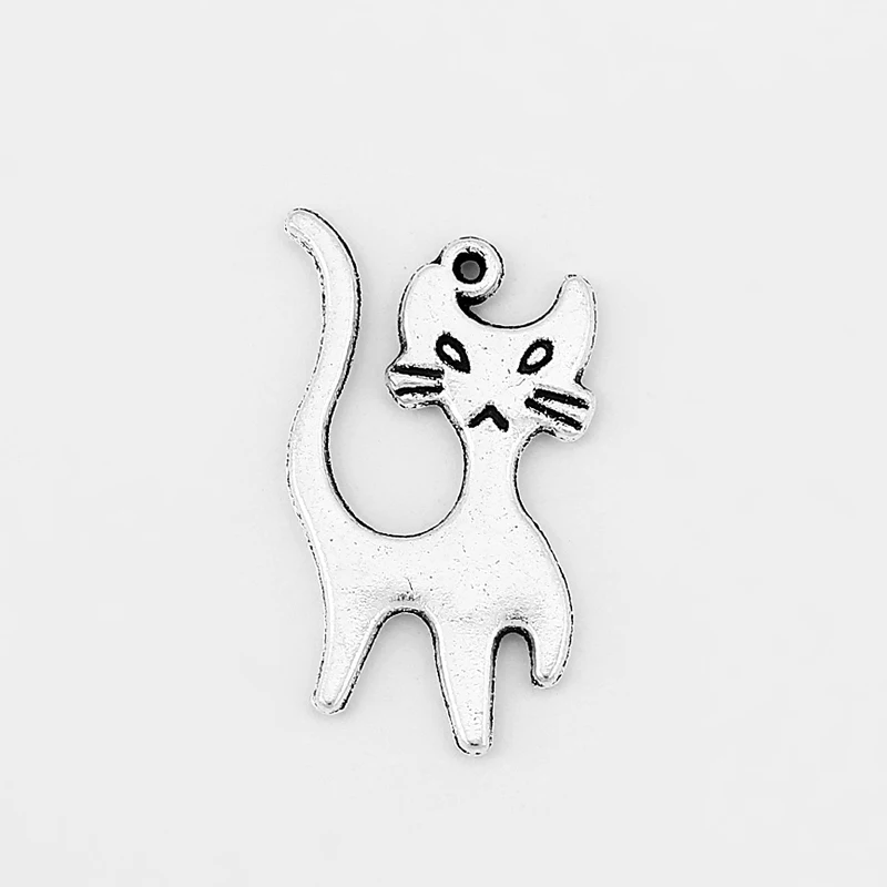 

20PCS Antique Alloy Tone Cute Cat Animal Charms Pendants for Necklace Making Earring Jewelry Findings 22x14mm