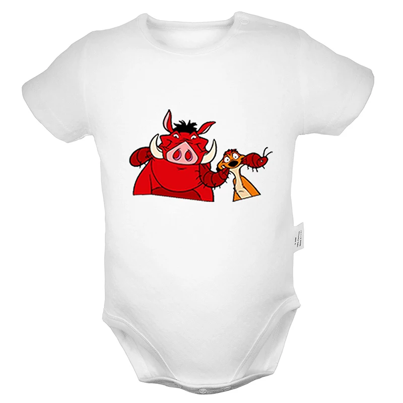 Funng Pumbaa/Одежда для новорожденных девочек и мальчиков с принтом «Король Лев»; комбинезон с короткими рукавами; комбинезоны; хлопок - Цвет: Baby798WD