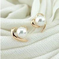 korean temperament sweet wild simulated pearl earrings female love simple models of compact without pierced ear clip