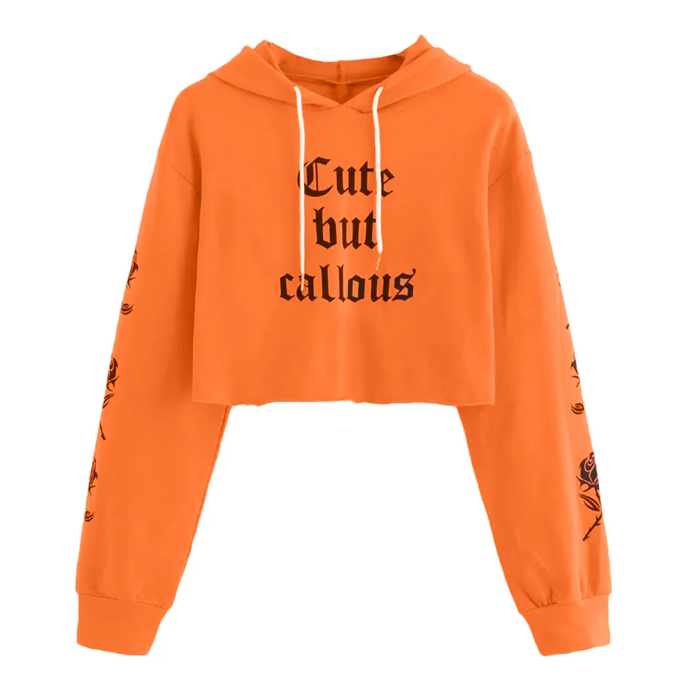 Уличная одежда с буквенным принтом Женская Осенняя толстовка капюшоном и