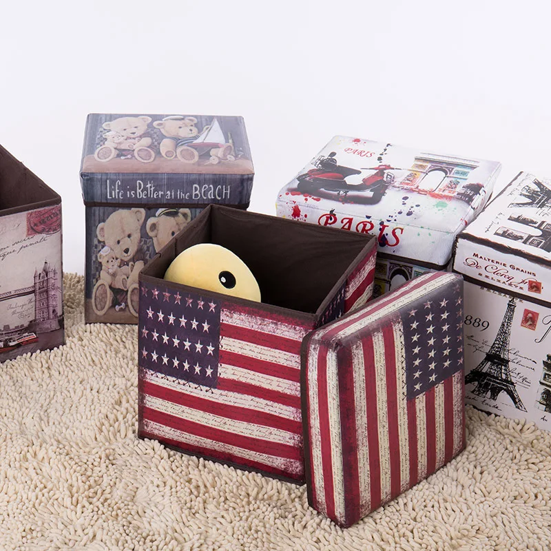 European and American style Non-woven Storage stool Sundries Box Cabinet Underwear Basket Fast Shipping |