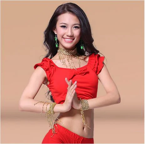 Новое поступление хлопковый топ для танца живота с кристаллами топы короткими