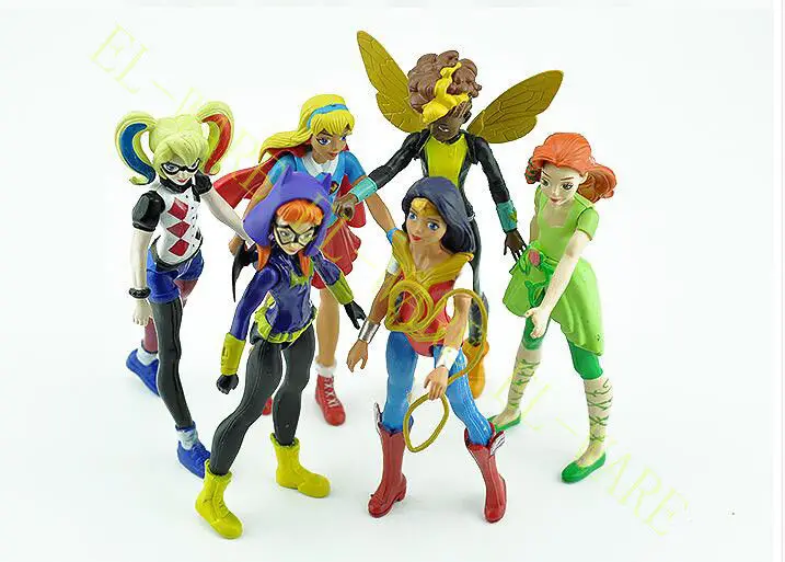 6 шт./компл. DC Comic Super Hero Girls Harley Quinn Batgirl Kid PVC Аниме фигурки Модель Коллекционная