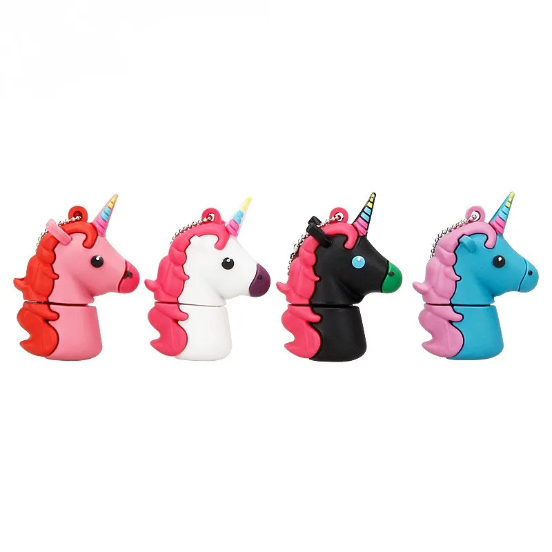 Usb флеш-накопитель 128 ГБ, мультипликационный единорог, серия 4 ГБ, 8 ГБ, 16 ГБ, флеш-накопитель 32 ГБ, флешка 64 ГБ, USB карта памяти с милой лошадкой, лучший подарок на свадьбу