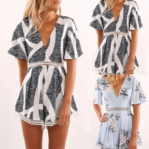 Женское повседневное хлопковое короткое летнее платье с глубоким v-образным