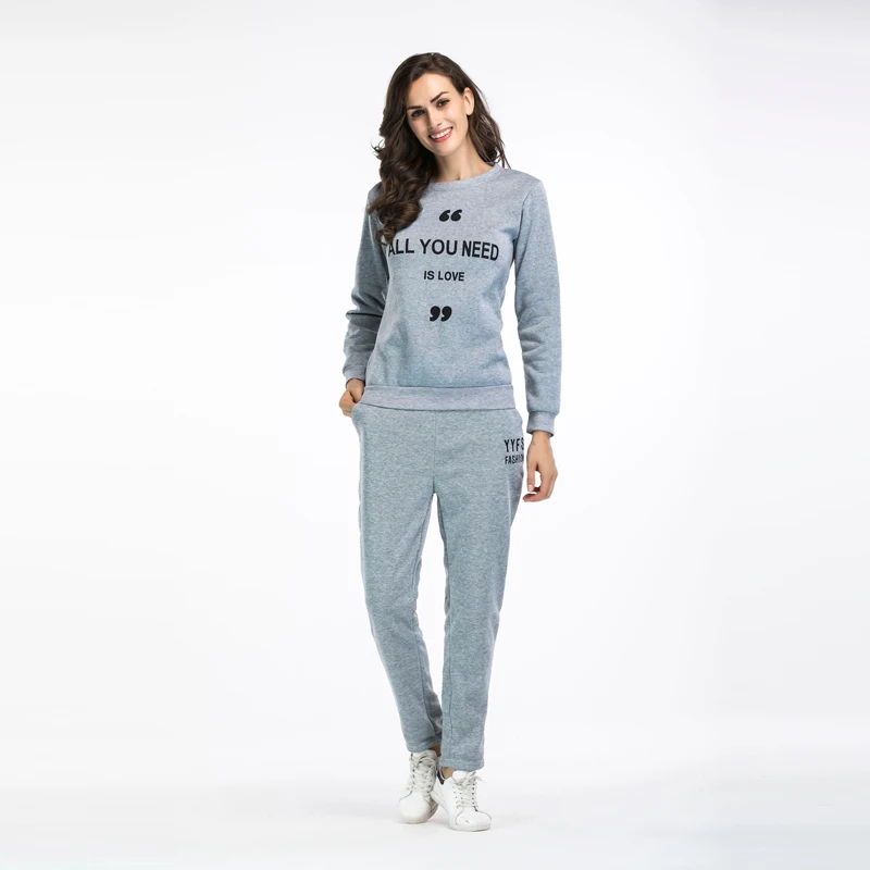 Фото Letter Print Two Piece Tracksuit Set Women Sweatshirt Pants Suit 2017 Autumn Casual Sportwear Female Clothing Track Letter Print Two Piece Tracksuit Set Women Sweatshirt Pants Suit 2017 Autumn Casual Sportwear Female Clothing Track
