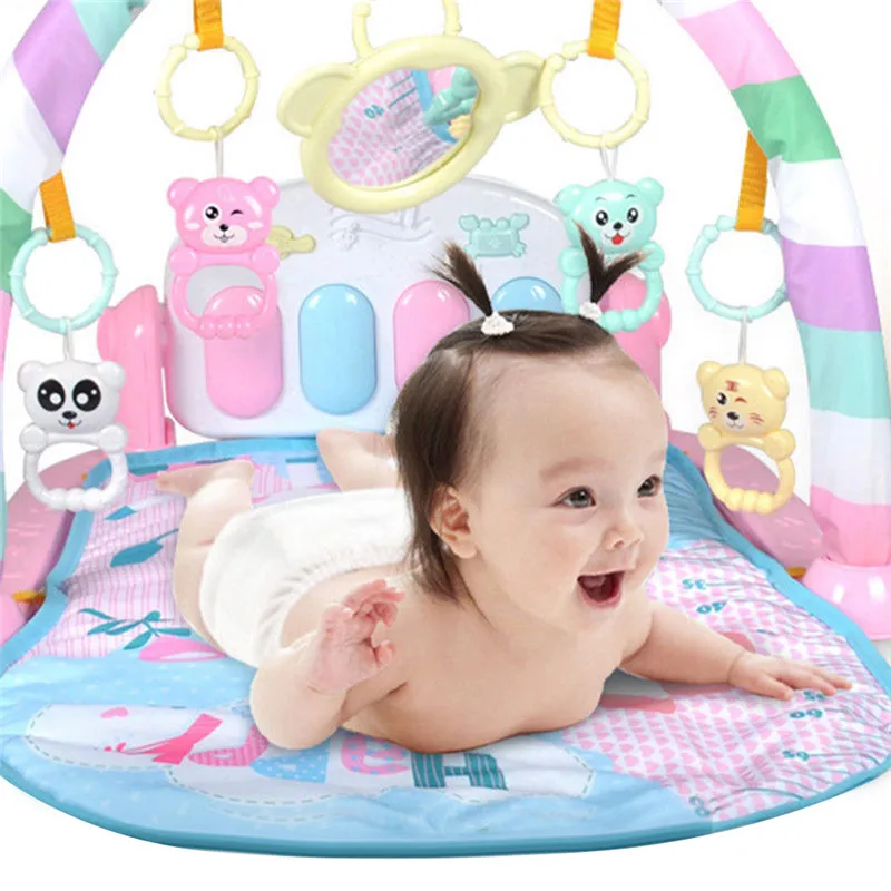 

Baby Gym Frame Fitness Infant Cartoon Cradle Kick Play Piano With Pedals Child Music Crawling Playing Carpet Early Education Toy