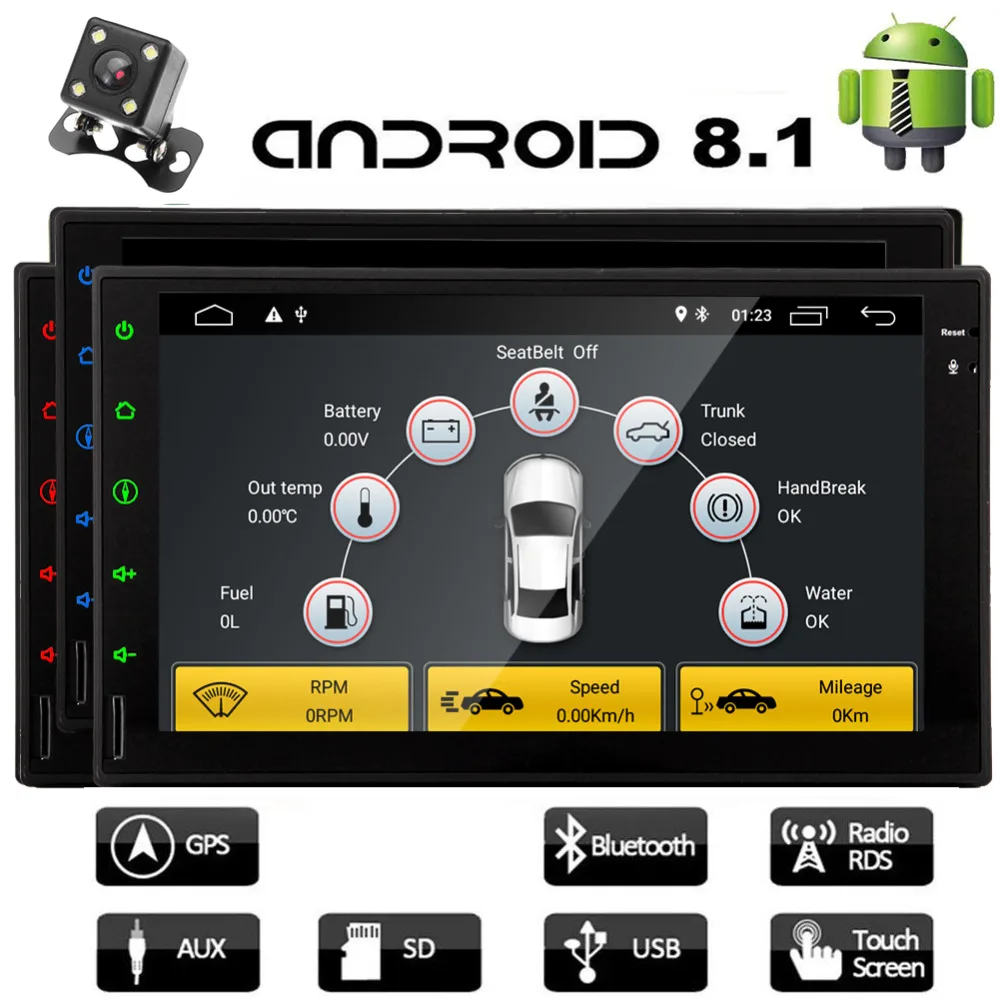 Авторадио bluetooth Поддержка RDS/SD/USB/OBD2/Apple Play Mirrorlink Eincar Android 8 1 двойной 2 Din в тире