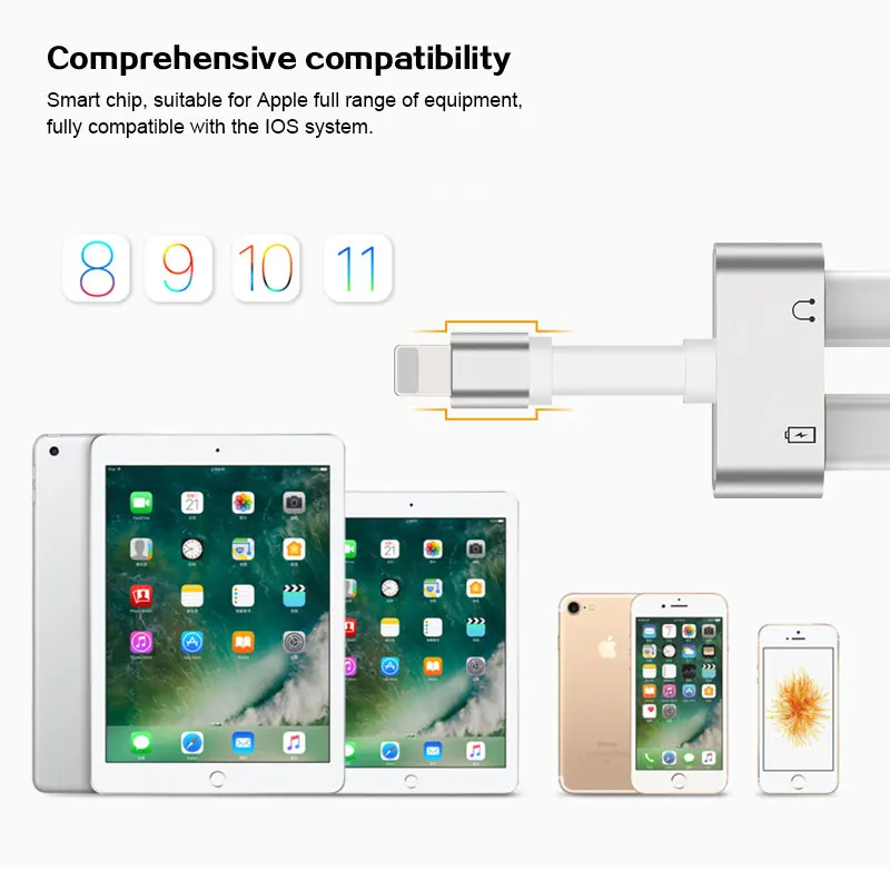 Allvcover 2 in 1 Charging Audio Adapter For iphone 7 8 plus X iOS 10 Charger Splitter Headphone Jack Cable Lightning | Мобильные