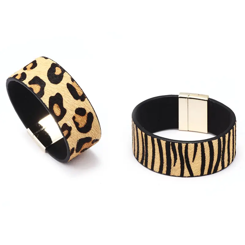 Женский кожаный браслет с леопардовым принтом Тигра для женщин и мужчин|Гибкие