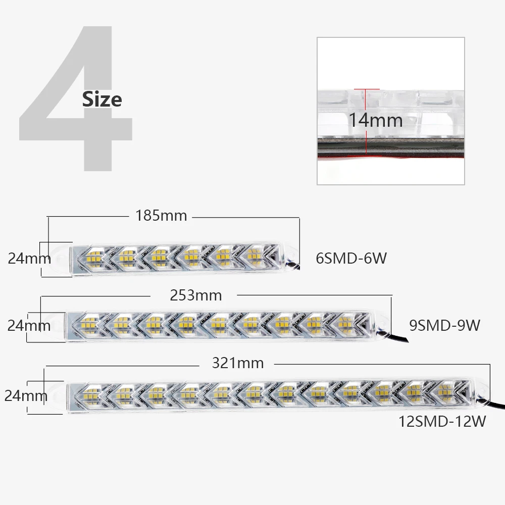 2 шт. (1 пара) 2835 6/9/12 SMD 6 Вт 9 12 белый Янтарный последовательный DRL указатель поворота