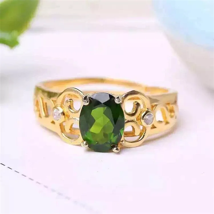 

KJJEAXCMY fine jewelry 925 Pure silver inlay natural diophane stone rings for ladies