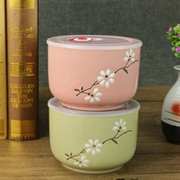 1pc 6 inch ceramic bowl with lid sealed fresh creative lunch box snack bowl