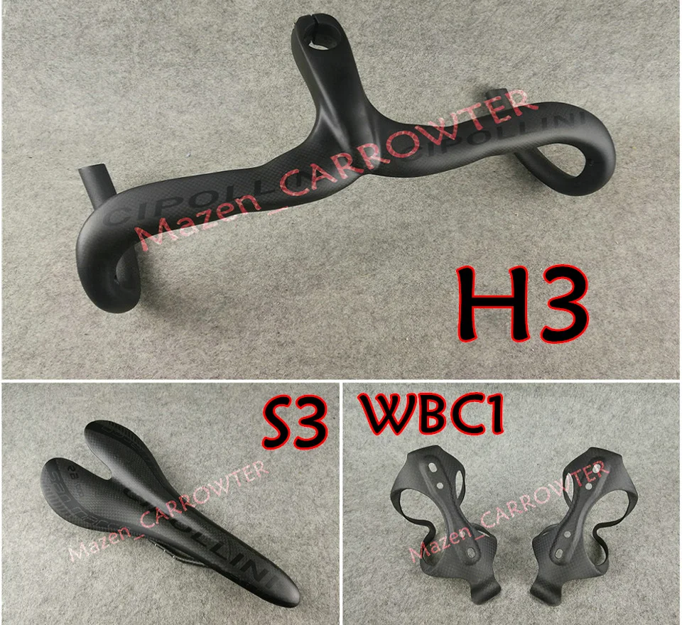 С 400/420/440 мм* 90/100/110/120 мм Труба из углеродистого волокна 3K Матовая Cipollini углеродный руль для велосипеда Руль+ седло+ флягодержатель держатели продается вместе