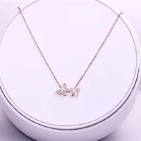 yun ruo 2020 new arrival rose gold color fashion crystal butterfly pendant necklace titanium steel jewelry woman gift never fade