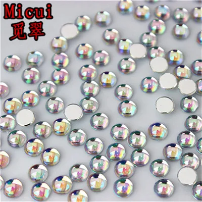 AB Clear Micui 200 шт 4 мм AB прозрачные круглые акриловые стразы Хрустальная с плоской стороной камешки для дизайна ногтей для маникюра украшения одежды MC78A - Цвет: AB Clear