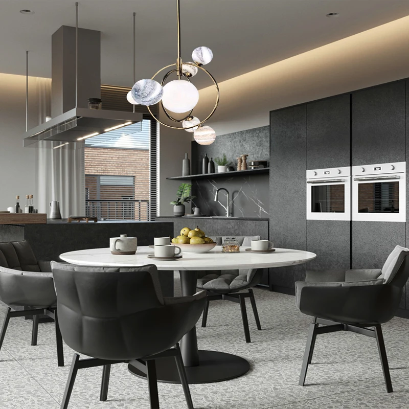 Скандинавский современный минимализм LED стекло железная планета люстра