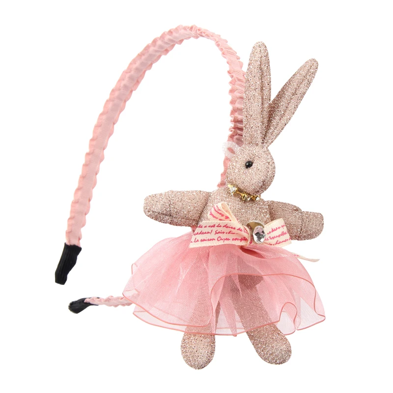 

New Fashion Children's Cartoon Rabbit Lace Dress Headbands Kids Bow Knot Anti-slip Hairband Headwraps for Girls Hair Accessories