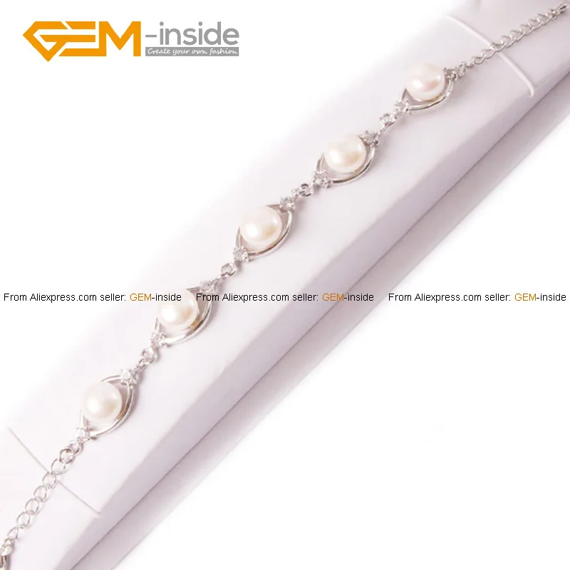 Жемчужный браслет: 9 10 мм культивированный жемчуг с рамкой в форме сердца 7