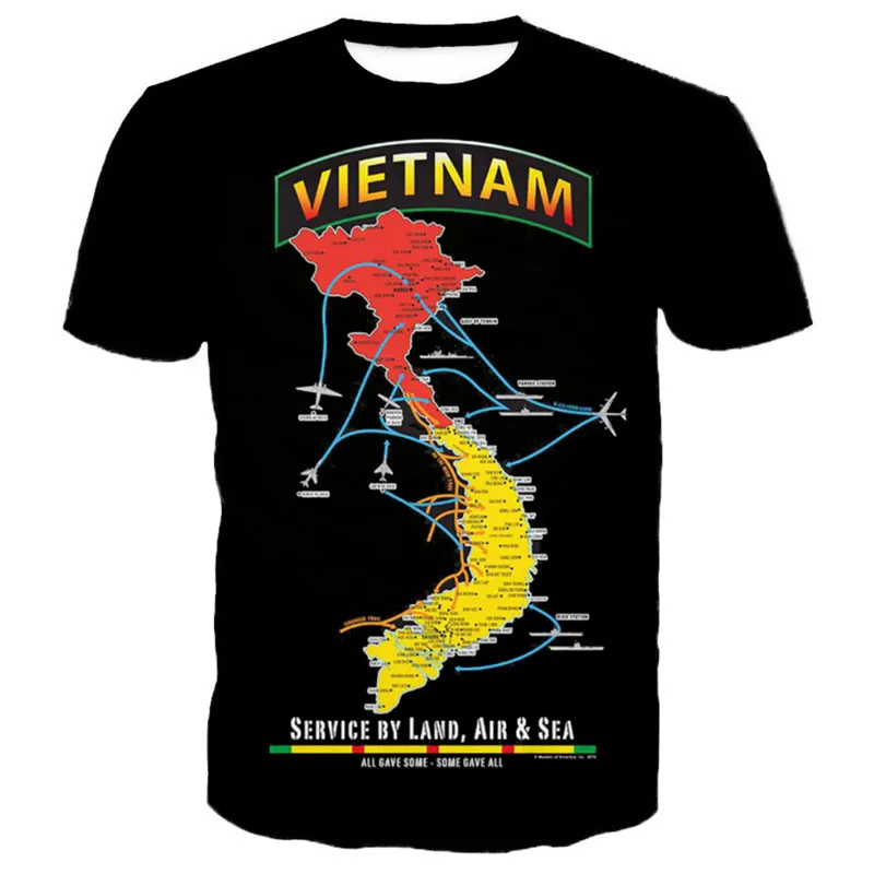ConMotion Vietnam War Map модная черная футболка с короткими рукавами европейский