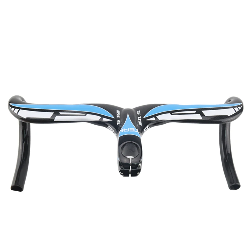 Велосипедный дорожный интегрированный руль RXL SL с выносом из карбона 3K глянцевый с загибом вниз 2019 года.
