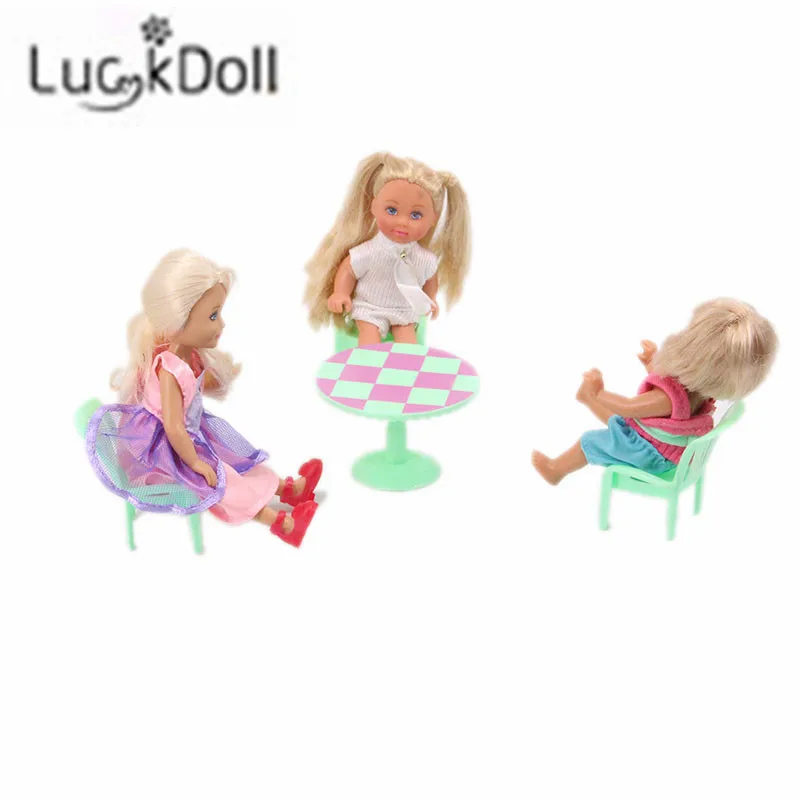 LUCKDOLL 4-х компонентная мебель 3 стула + стол подходит для куклы аксессуары девочек