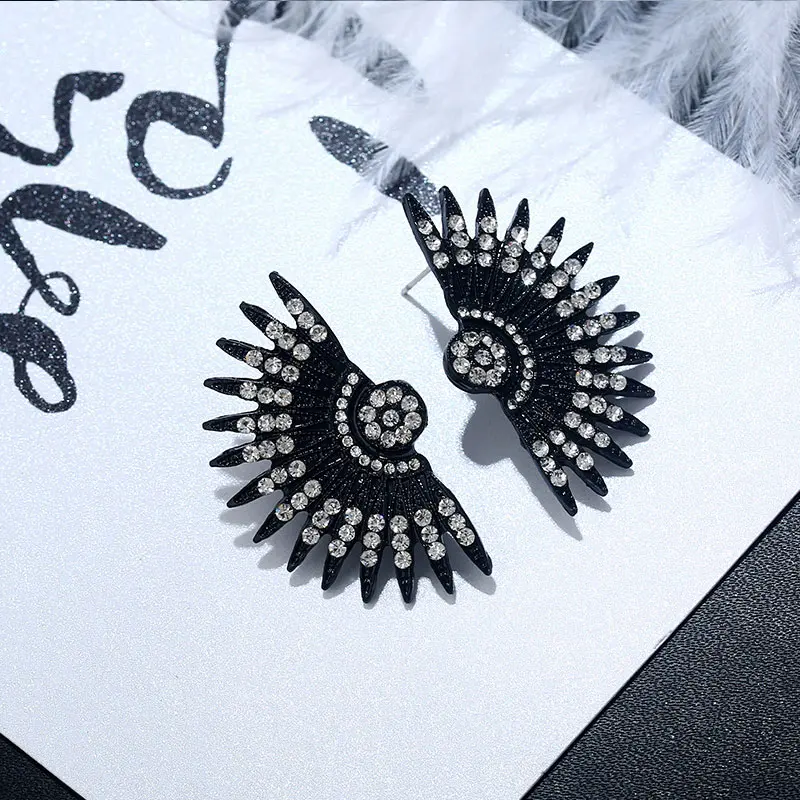 Винтажные серьги гвоздики Стразы для женщин и мужчин веерообразные старые