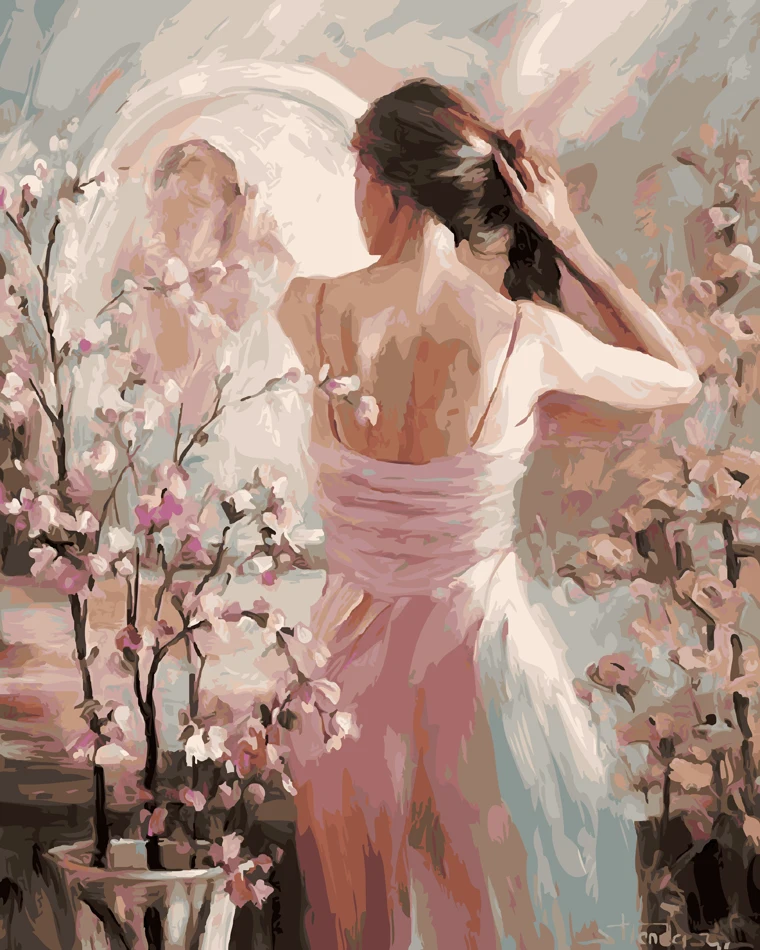 Красивая леди принцесса девушка играя картины вручную без рамки домашнее