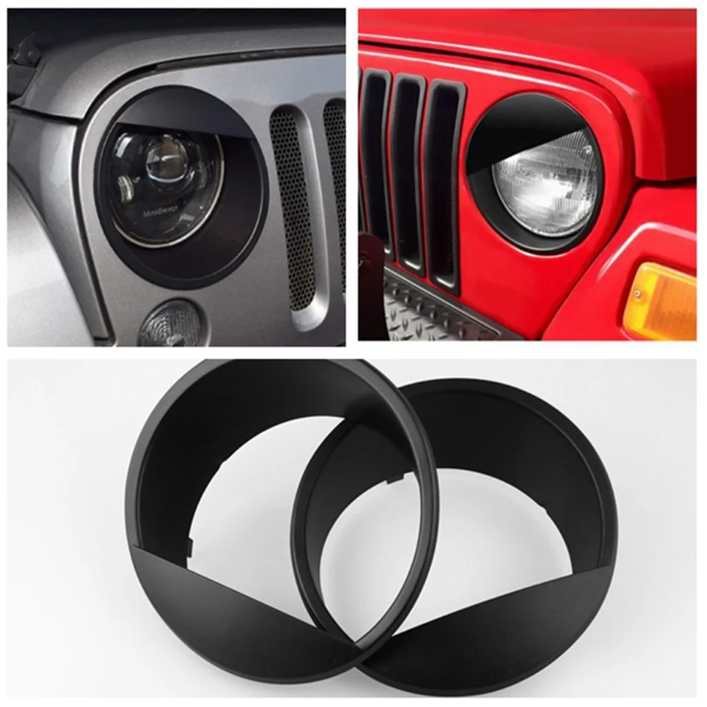 2 шт. черные фары переднего света Angry Bird стиль Накладка для Jeep Wrangler JK JKU Rubicon Sahara 2007