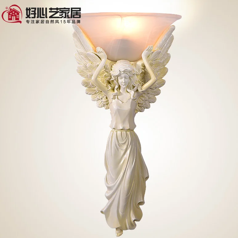 

New Angel Bedroom Decoration Wall Lamp Modern Glass Shade Room Vintage led Wall Light 110V~220V Bulb Included
