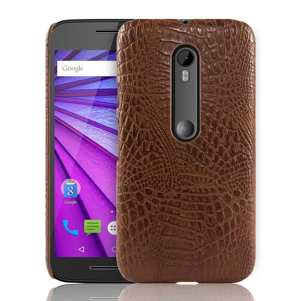 Роскошный Винтажный чехол с крокодиловым узором для Motorola Moto G3 PU кожаный чехол для MOTO G3 чехол для делового телефона - Цвет: Brown