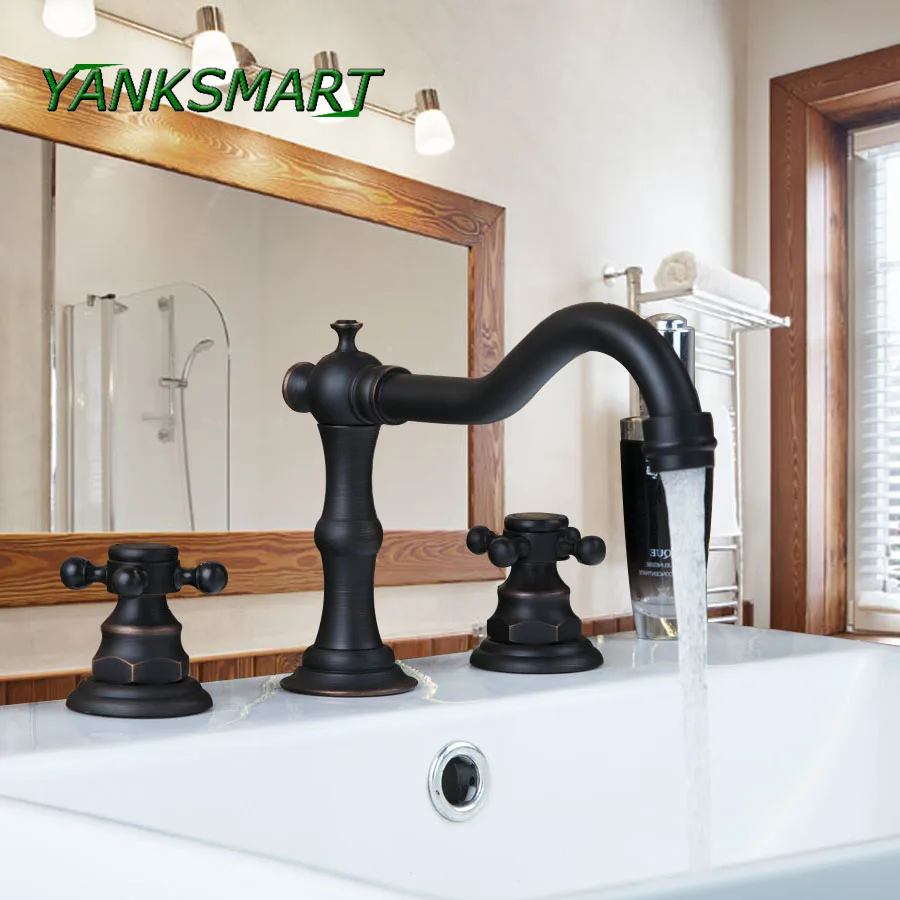 Anksmart ванна винтажный поворотный излив масло втирают бронзу черный 3 шт. Ванная