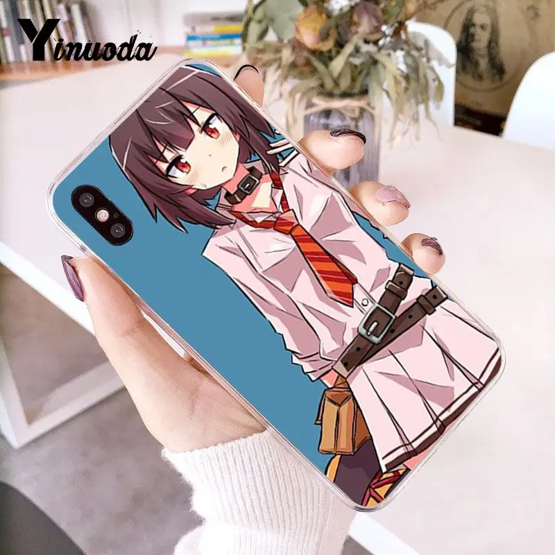 Мягкий силиконовый чехол из ТПУ с японским аниме Konosuba Megumin для iPhone 6S 6plus 7 7plus 8 8Plus X