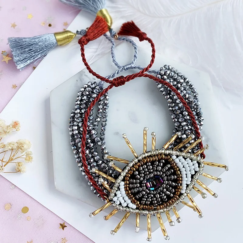 ZINI металлические браслеты женские для щиколотки золотого цвета с синей Злой Глаз