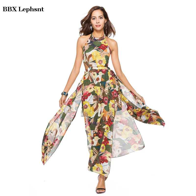 2018 женские летние длинные Пляжные наряды Boho дамы Новый стиль Мода Многоцветный