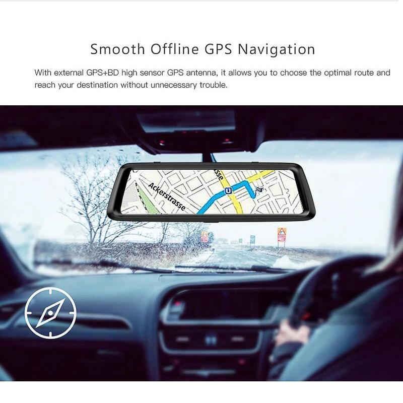Автомобильный видеорегистратор QUIDUX 4G Android 10 &quotIPS полное зеркало GPS навигация ADAS FHD
