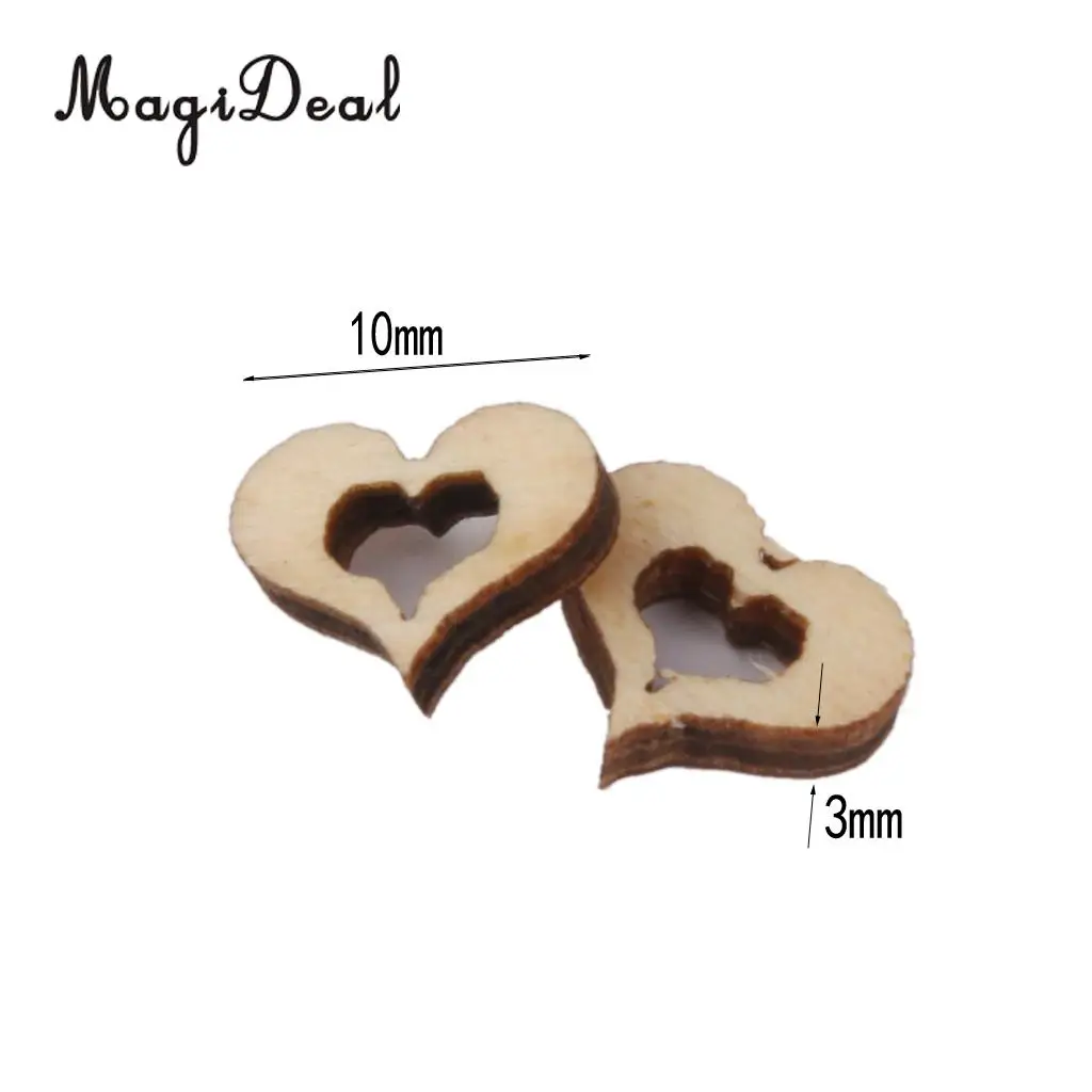 200 шт деревенские деревянные ломтики Дерево Сердце украшение звезда формы